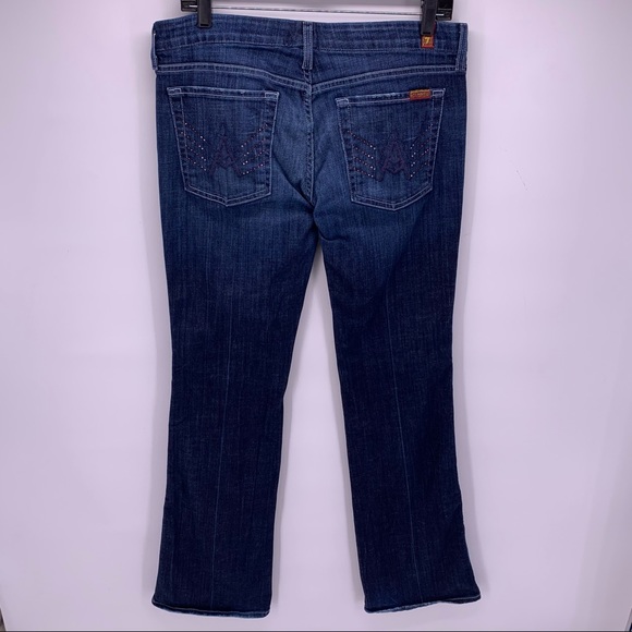 7FAM A-Pocket Bedazzled Flare Jeans Size 31 - Picture 5 of 11